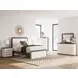 Mazilar White and Brown Upholstered Bedroom Set with LED