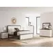 Mazilar White and Brown King Upholstered Bed with LED