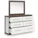 Mazilar White and Brown Upholstered Bedroom Set with LED