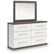 Mazilar White and Brown Upholstered Bedroom Set with LED