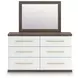 Mazilar White and Brown Upholstered Bedroom Set with LED