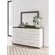 Mazilar White and Brown 6 Drawer Dresser with Rectangular Mirror