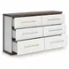 Mazilar Dark Brown and Matte White 6 Drawer Dresser