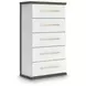 Mazilar Brown and White 5 Drawer Chest