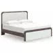 Mazilar White and Brown King Upholstered Bed with LED