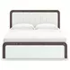 Mazilar White and Brown King Upholstered Bed with LED