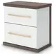 Mazilar Brown and White 2 Drawer Nightstand with USB Charging