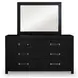 Raechalla Matte Black Rectangular Dresser Mirror