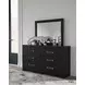 Raechalla Black 6 Drawer Dresser and Rectangular Mirror