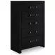 Raechalla Matte Black 5 Drawer Chest
