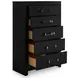 Raechalla Matte Black 5 Drawer Chest