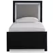 Raechalla Black Twin Upholstered Panel Bed with LED