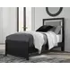 Raechalla Black Twin Upholstered Panel Bed with LED
