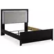 Raechalla Black Queen Upholstered Panel Bed with LED
