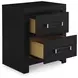 Raechalla Matte Black 2 Drawer Nightstand