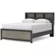 Jonnifer Matte Black and Warm Gray Queen Bookcase Storage Panel Bed with LED