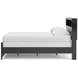 Jonnifer Matte Black and Warm Gray Queen Bookcase Storage Panel Bed with LED