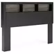 Jonnifer Warm Gray and Matte Black Queen Bookcase Headboard with LED