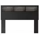 Jonnifer Warm Gray and Matte Black Queen Bookcase Headboard with LED