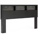 Jonnifer Warm Gray and Matte Black King Bookcase Headboard with LED