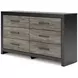 Jonnifer Matte Black and Warm Gray 6 Drawer Dresser