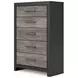 Jonnifer Warm Gray and Matte Black 5 Drawer Chest