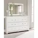 Raechalla White 6 Drawer Dresser and Rectangular Mirror