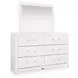 Raechalla White 6 Drawer Dresser and Rectangular Mirror