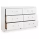 Raechalla White 6 Drawer Dresser and Rectangular Mirror