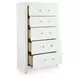 Raechalla Matte White 5 Drawer Chest