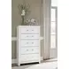 Raechalla Matte White 5 Drawer Chest