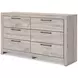 Jonnifer Gray 6 Drawer Dresser and Rectangular Mirror