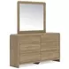 Dovander Warm Brown 6 Drawer Dresser and Rectangular Mirror