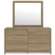 Dovander Warm Brown 6 Drawer Dresser and Rectangular Mirror