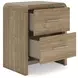 Dovander Warm Natural Brown 2 Drawer Nightstand with USB Charging