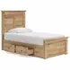 Fenderport Tan Twin Panel Bed with 2 Side Drawer Storage