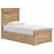 Fenderport Tan Twin Panel Bed with 2 Side Drawer Storage