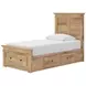 Fenderport Tan Twin Panel Bed with Storage Footboard and 4 Side Drawer