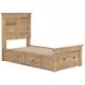 Fenderport Tan Twin Panel Bed with Storage Footboard and 4 Side Drawer