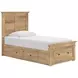 Fenderport Tan Twin Panel Bed with Storage Footboard and 4 Side Drawer