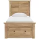 Fenderport Tan Twin Panel Bed with Storage Footboard and 4 Side Drawer