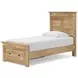 Fenderport Tan Twin Panel Bed with Storage Footboard and 2 Side Drawer