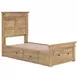Fenderport Tan Twin Panel Bed with Storage Footboard and 2 Side Drawer