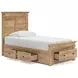 Fenderport Tan Twin Panel Bed with Storage Footboard and 2 Side Drawer