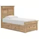 Fenderport Tan Twin Panel Bed with Storage Footboard and 2 Side Drawer