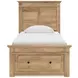 Fenderport Tan Twin Panel Bed with Storage Footboard and 2 Side Drawer