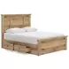 Fenderport Tan Queen Panel Bed with 4 Side Drawer Storage