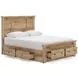Fenderport Tan Queen Panel Bed with Storage Footboard and 4 Side Drawer