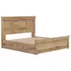 Fenderport Tan King Panel Bed with Storage Footboard and 4 Side Drawer