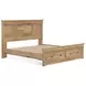 Fenderport Tan King Panel Bed with Storage Footboard